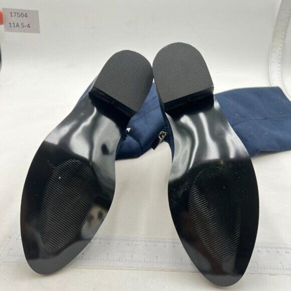 Womens Knee High Boots, Round Toe Low Block Heel Riding Boots  Cowboy Boots Blue - Picture 6 of 7